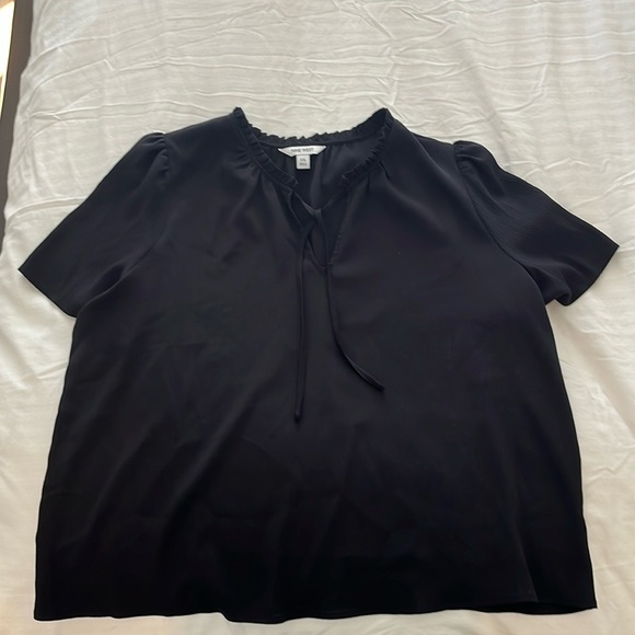 Nine West Tie Front Top Blouse Flutter Sleeve Black Size XXL - Picture 6 of 7